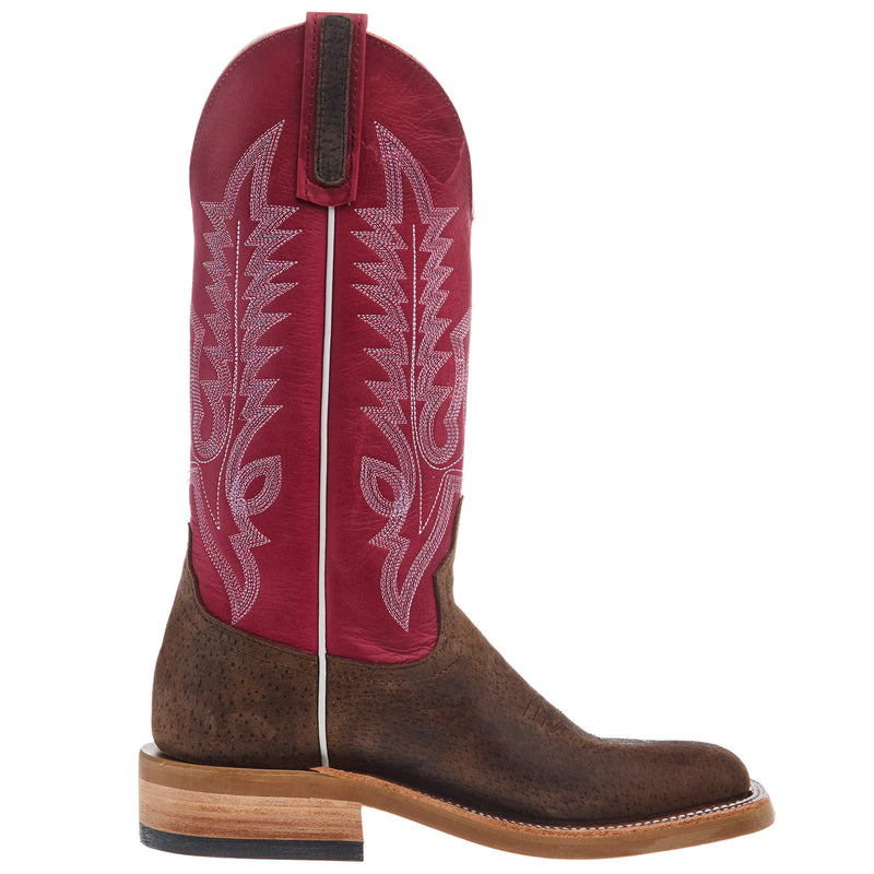 Anderson Bean Women`s AB Ride Ready Charcoal Boar Vamp 13In Cherry Buffamonte Top Boot