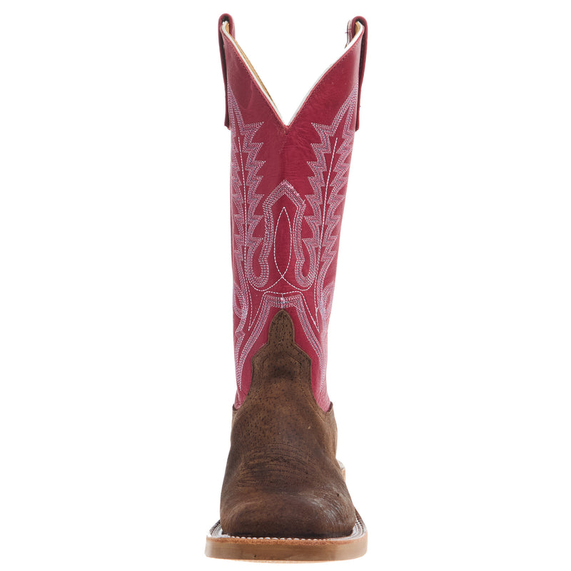 Anderson Bean Women`s AB Ride Ready Charcoal Boar Vamp 13In Cherry Buffamonte Top Boot