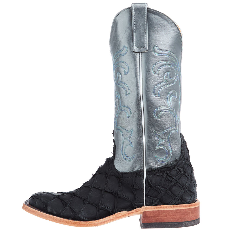 Anderson Bean Men`s AB Black Big Bass Vamp 13in Gunmetal Kidskin Top Square Toe