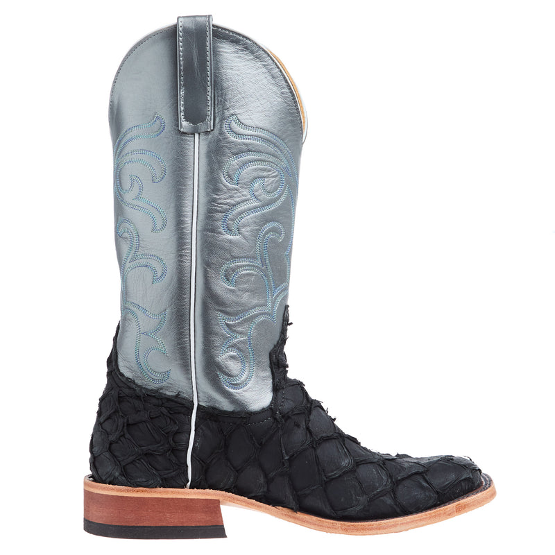 Anderson Bean Men`s AB Black Big Bass Vamp 13in Gunmetal Kidskin Top Square Toe