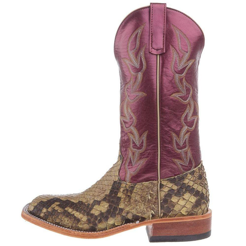Anderson Bean Men`s AB Natural Matte Giant Python Vamp 13in Sangria Lustre Top