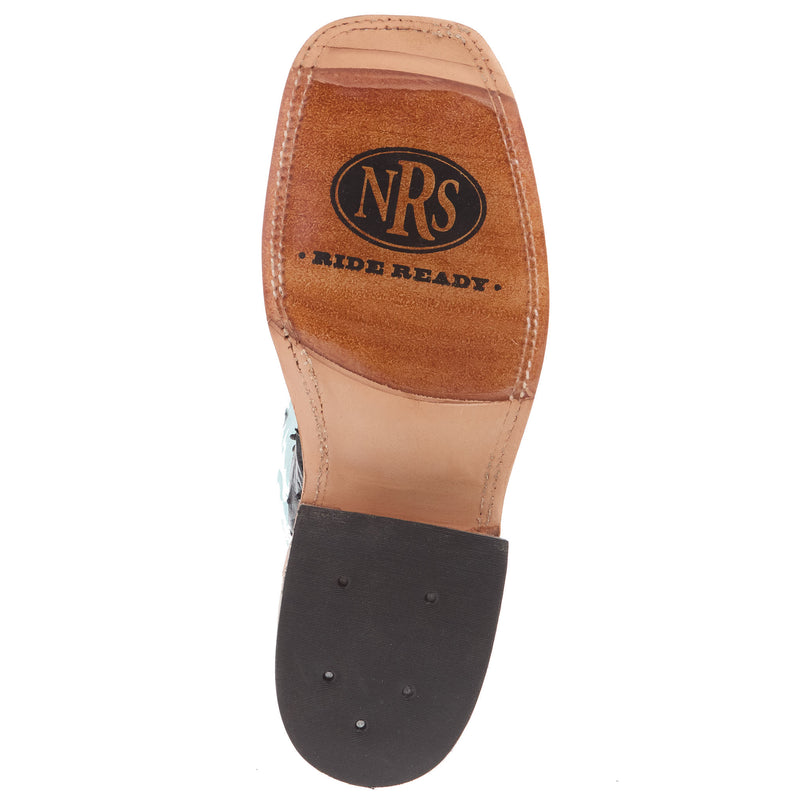 Anderson Bean Women`s AB Black Full Quill Ostrich Ride Ready 13 In Cool Aqua Top Cowgirl Boot