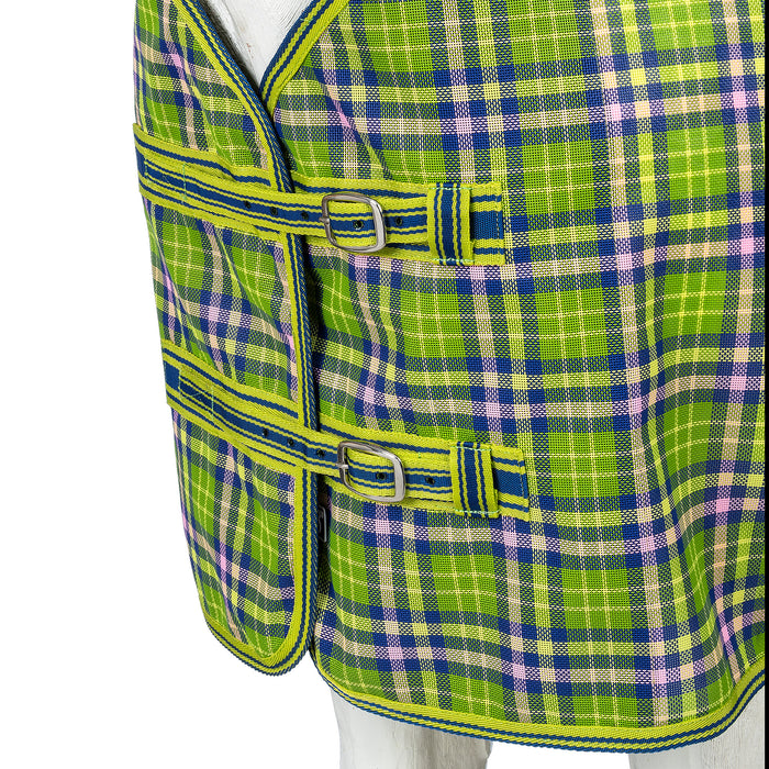 Tough 1 Neon Green and Pink Plaid Deluxe Mesh Fly Sheet for Horses