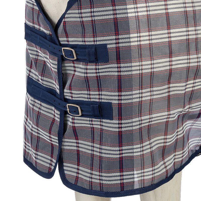 Tough 1 Blue Navy Plaid Deluxe Mesh Fly Sheet for Horses