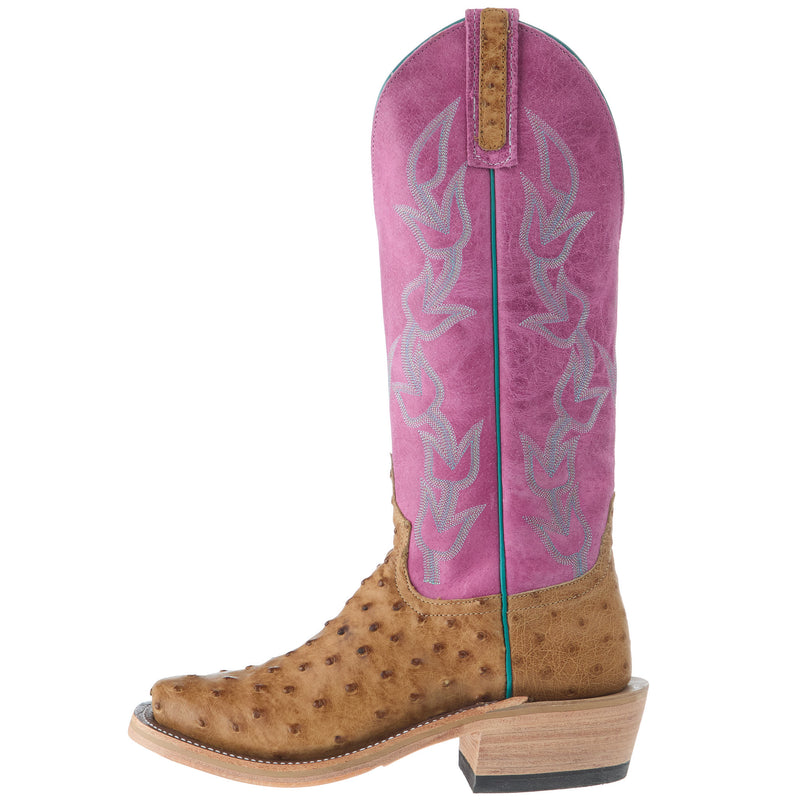 Anderson Bean Women`s Ride Ready Umber Bruciato FQ Ostrich Vamp 14In Hot Pink Sinsation Top