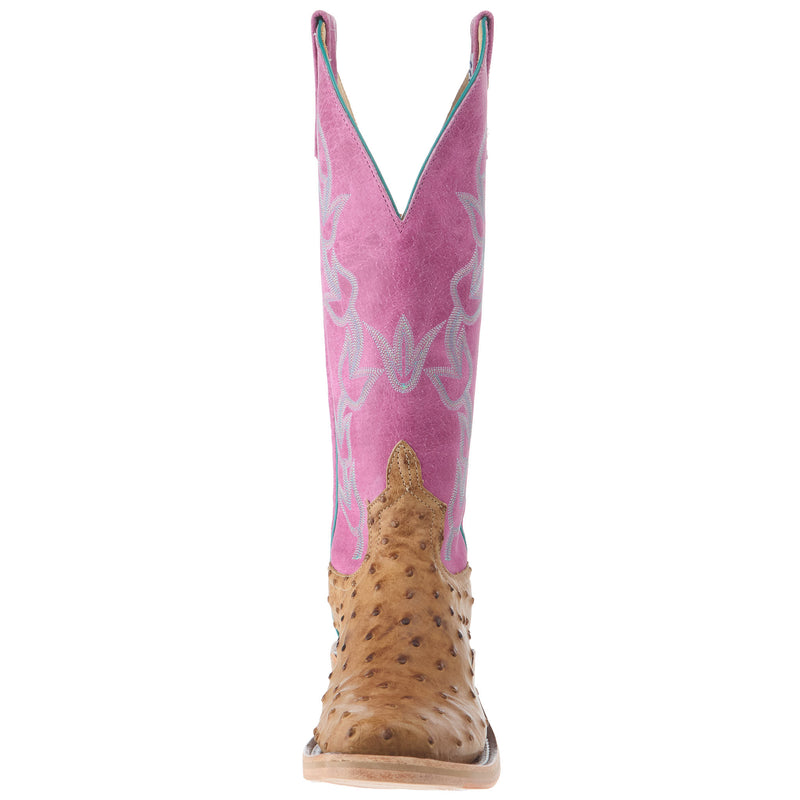 Anderson Bean Women`s Ride Ready Umber Bruciato FQ Ostrich Vamp 14In Hot Pink Sinsation Top