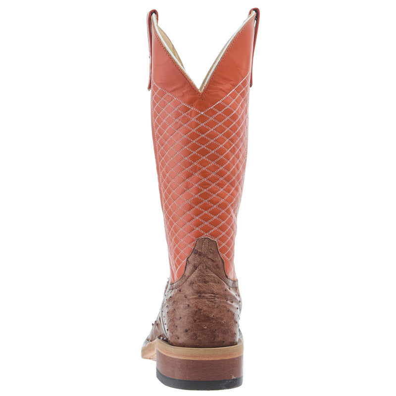 Anderson Bean Men`s AB Ride Ready Rum Brown Full Quill Ostrich Vamp 13in Tangerine Glove Top