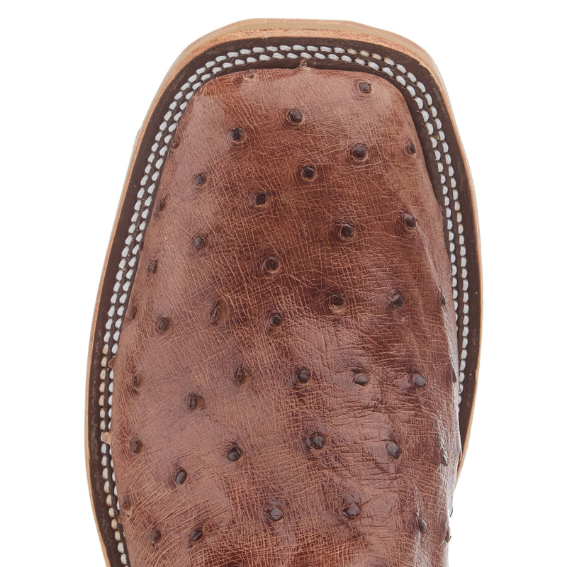 Anderson Bean Men`s AB Ride Ready Rum Brown Full Quill Ostrich Vamp 13in Tangerine Glove Top