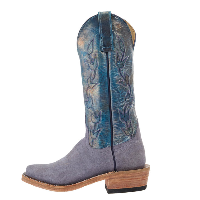Anderson Bean Women`s Ride Ready Lilac Suede Jimbo Vamp 13In Riviera Petrol Mad Dog Top Boot