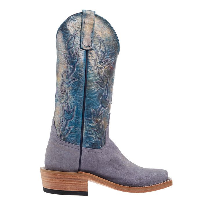 Anderson Bean Women`s Ride Ready Lilac Suede Jimbo Vamp 13In Riviera Petrol Mad Dog Top Boot