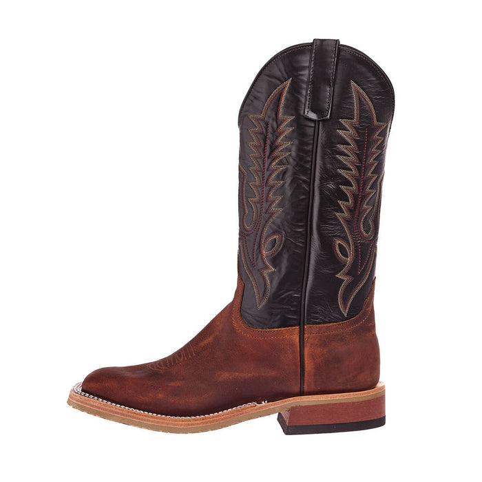 Anderson Bean Men`s Saddle Elk Butt Vamp 13in Black Glove Top Crepe Sole