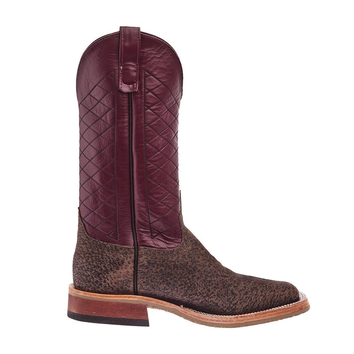 Anderson Bean Men's Charcoal Boar Vamp 13in Burgundy Glove Top Crepe Sole