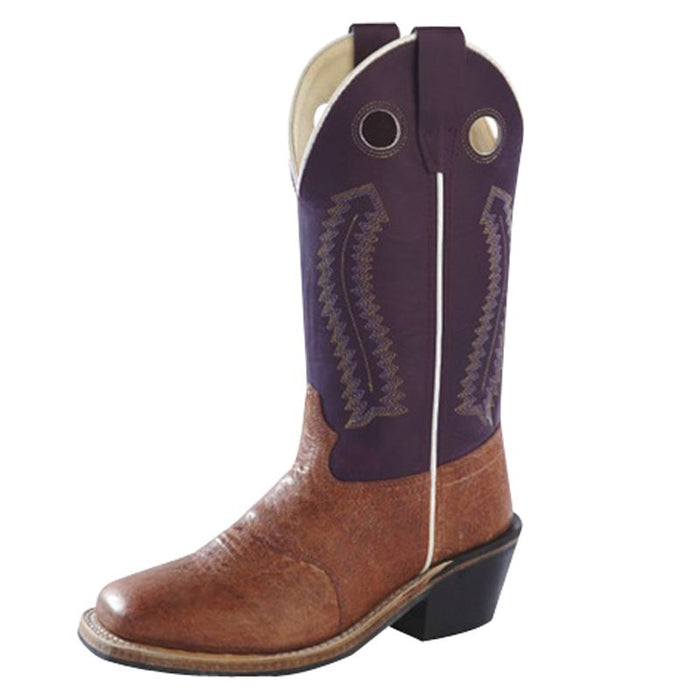Kid's Vintage Tan-Purple Top Cowboy Boots