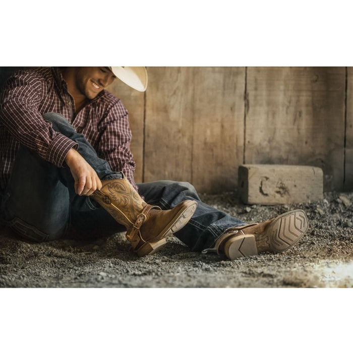 Ariat Men's Quickdraw Tumble Bark 11 In Beige Top Cowboy Boot