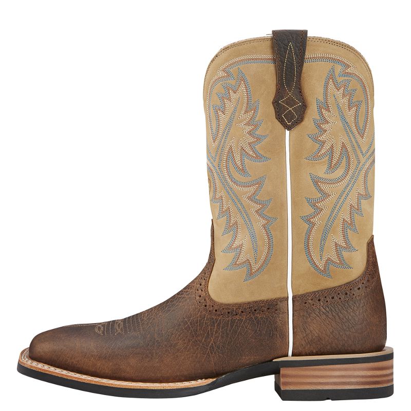 Ariat Men's Quickdraw Tumble Bark 11 In Beige Top Cowboy Boot