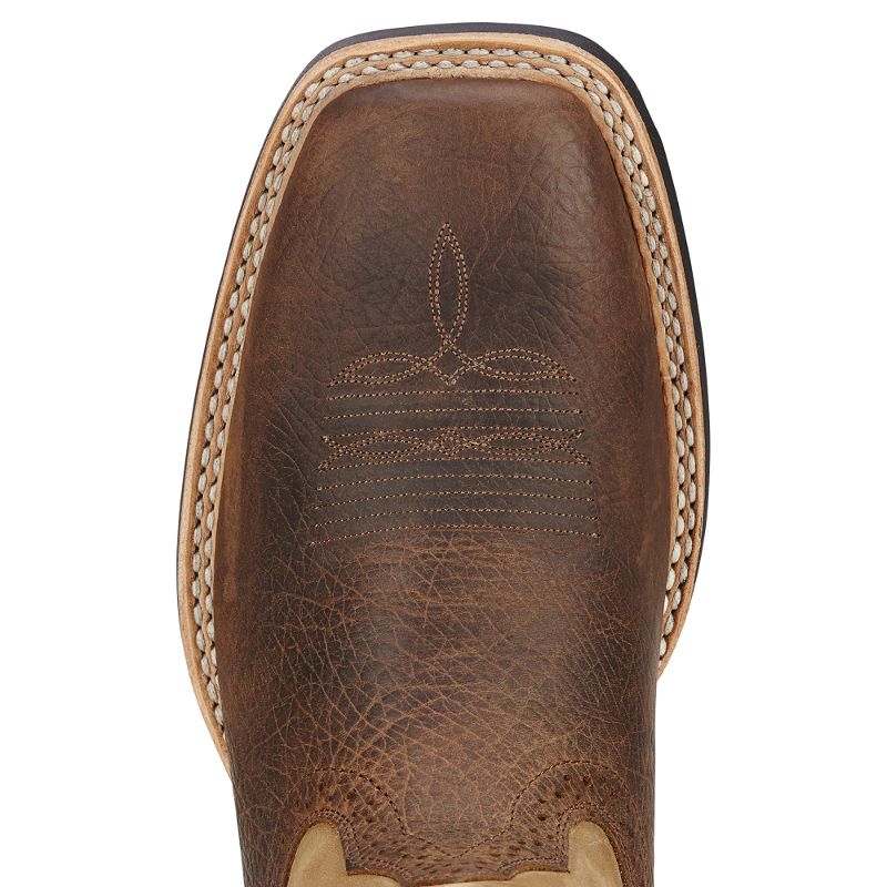 Ariat Men's Quickdraw Tumble Bark 11 In Beige Top Cowboy Boot