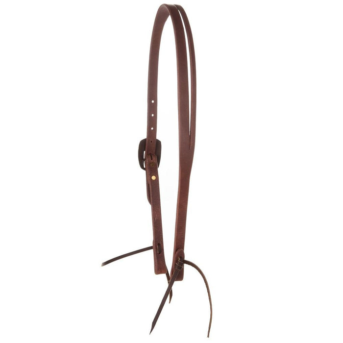 Cowperson Tack Heavy Oiled 3/4in.Slit Ear Headstall with Copper Flower Cart Buckle