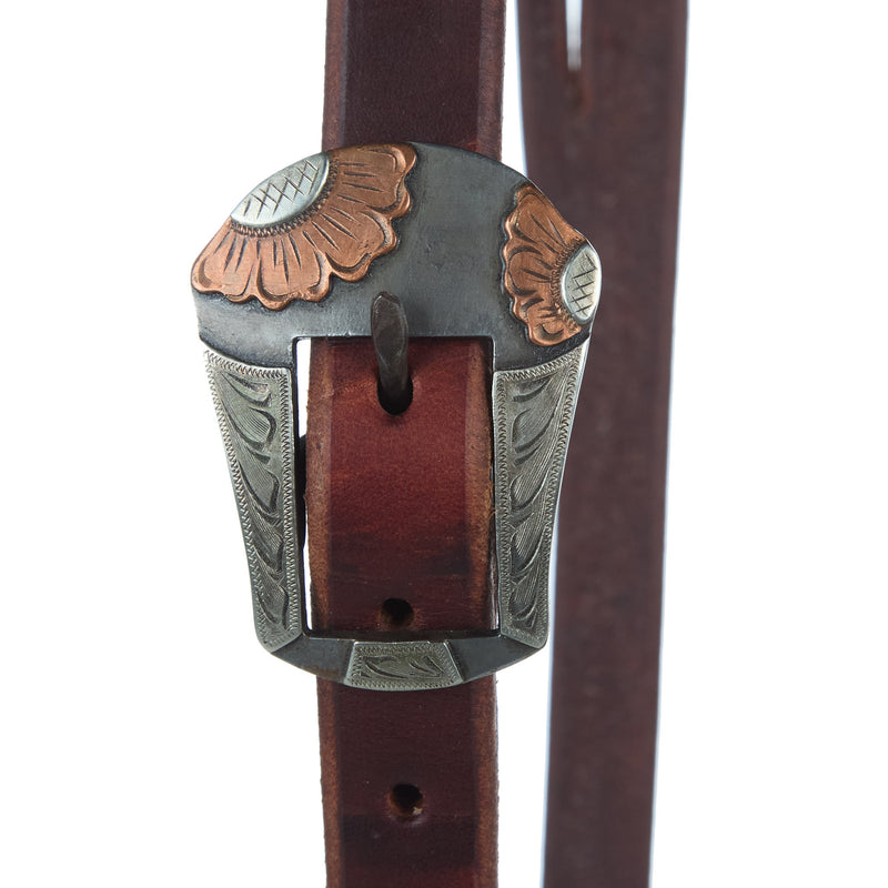 Cowperson Tack 3/4in. Copper Sleepy Sunflower Bar Cart Buckle Slit Ear Headstall
