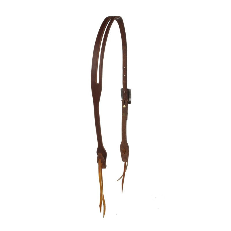 Cowperson Tack NRS 5/8inch Slot Ear Headstall with a Copper Flower Belt Buckle