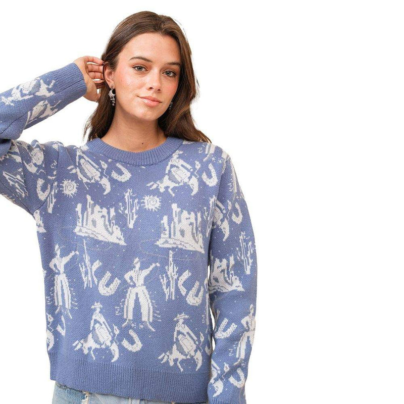 Blue B Women's Western Motif Pullover