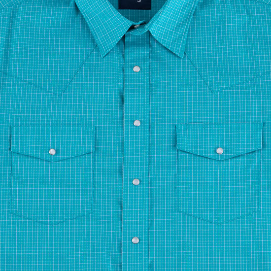 Wrangler Wrinkle Resistant Block & Blue Shirt