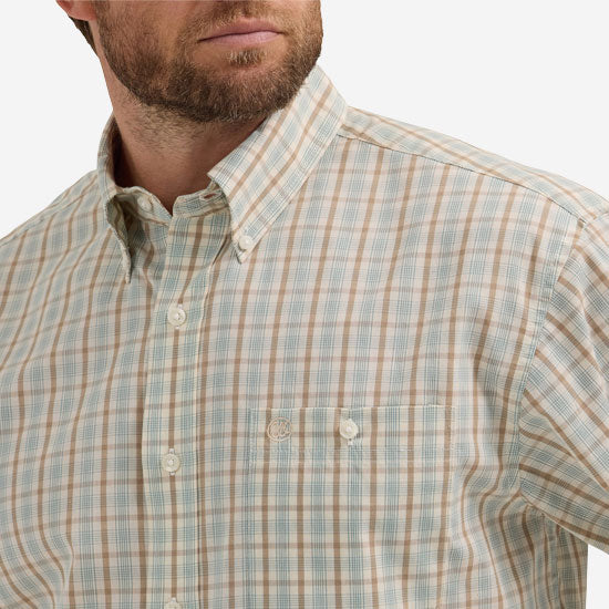 Wrangler Mens Tan Print Classic Long Sleeve Shirt