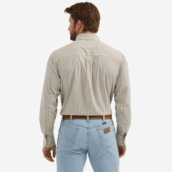 Wrangler Mens Tan Print Classic Long Sleeve Shirt