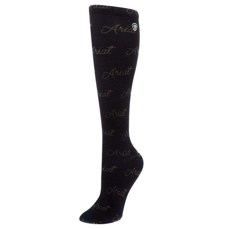 Nester Hoisery Ariat Ladies Script Navy and Pink 2 Pack Knee High Socks