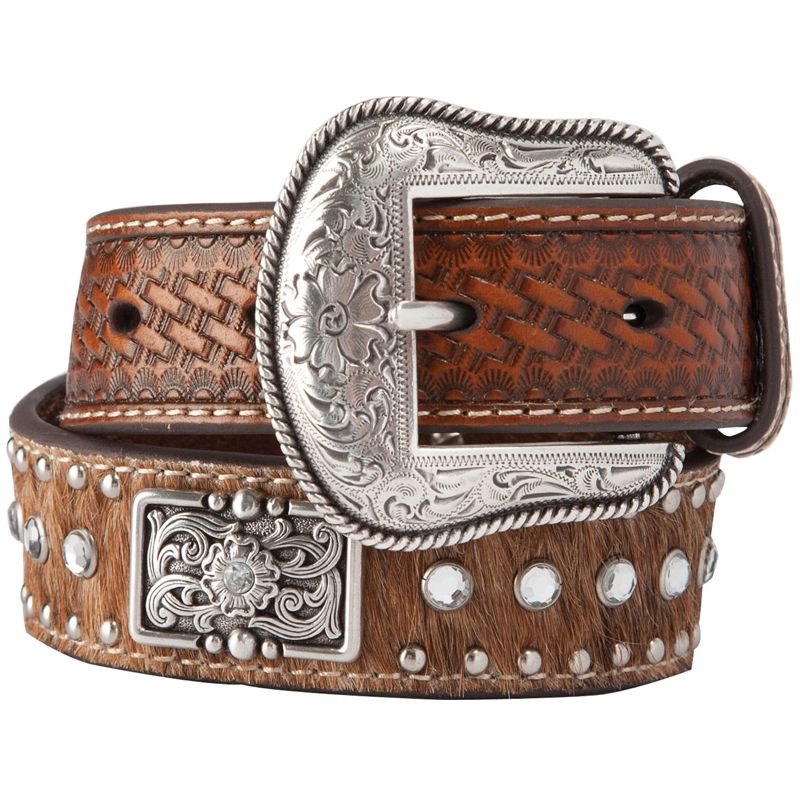 Boy's M&F Basket Weave, Brindle and Bling Belt