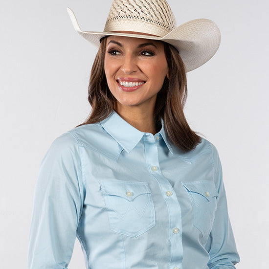 Wrangler Women's Western Blue Button Down Shirt
