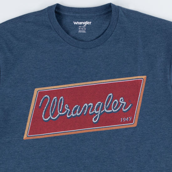 Wrangler Mens Dark Denim Graphic Logo Tee