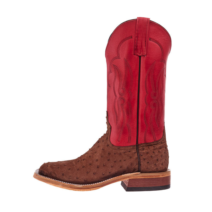 Anderson Bean Men's Ride Ready Kango Tobaco Suede Full Quill Ostrich Vamp 13in Red Waxy Kansas Top