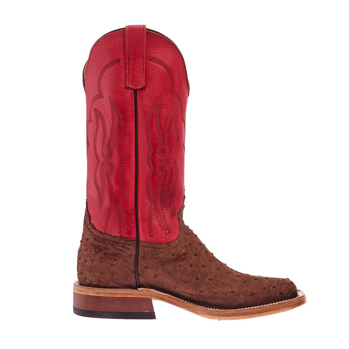 Anderson Bean Men's Ride Ready Kango Tobaco Suede Full Quill Ostrich Vamp 13in Red Waxy Kansas Top