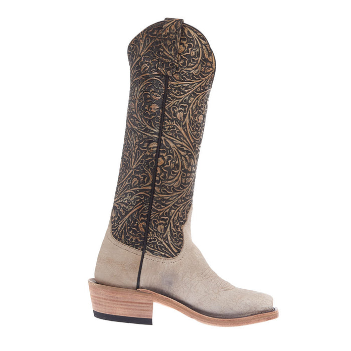 Anderson Bean Women's NRS Ride Ready Natural Marsh Vamp 15in Blacked Tooled Top