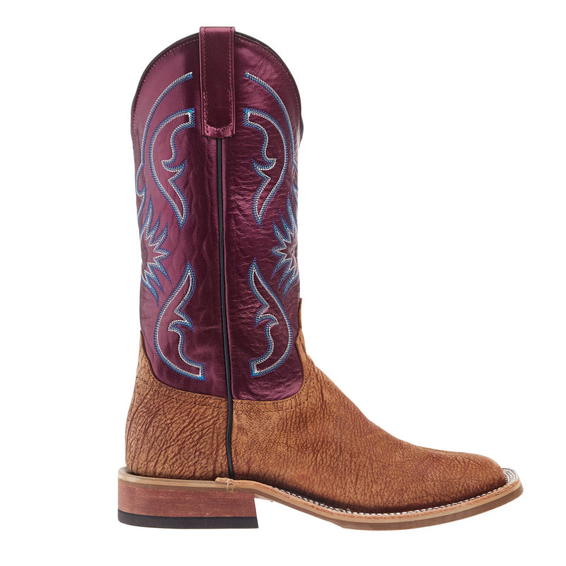 Anderson Bean Men`s Ride Ready Peanut Poseidon Vamp 13in Sangria Kidskin Lustre Top Boot