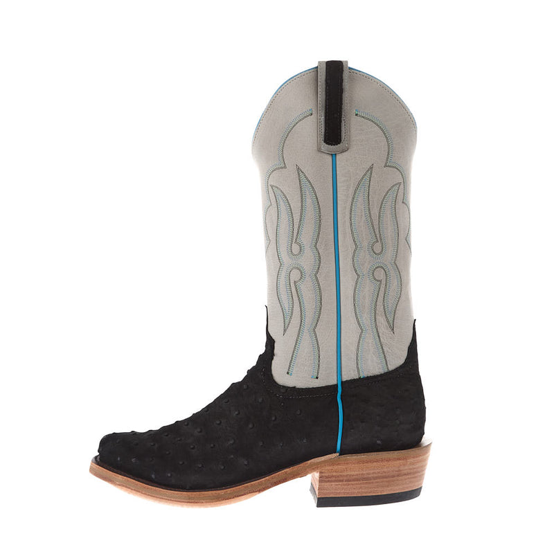 Anderson Bean Men`s Ride Ready Black Suede Full Quill Ostrich Vamp 13in Polar Buffamonte Top Boot