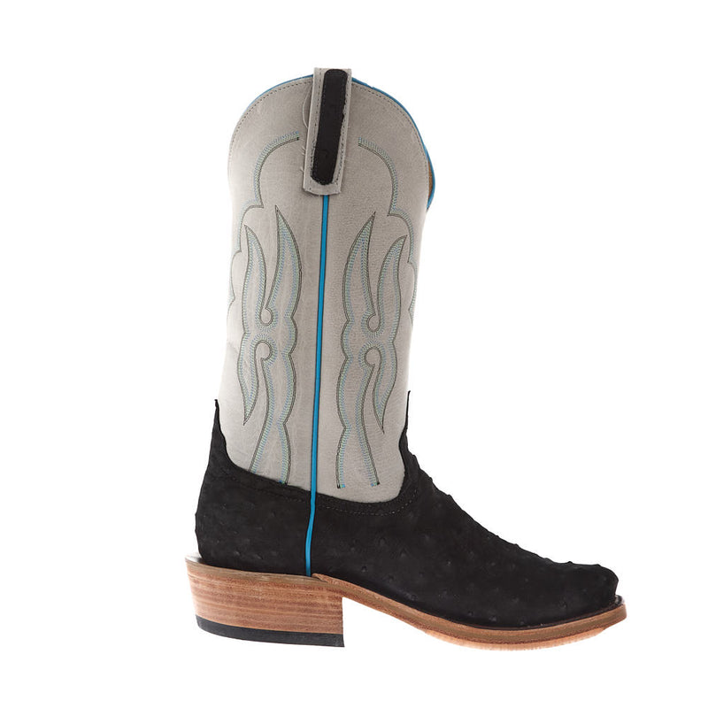Anderson Bean Men`s Ride Ready Black Suede Full Quill Ostrich Vamp 13in Polar Buffamonte Top Boot
