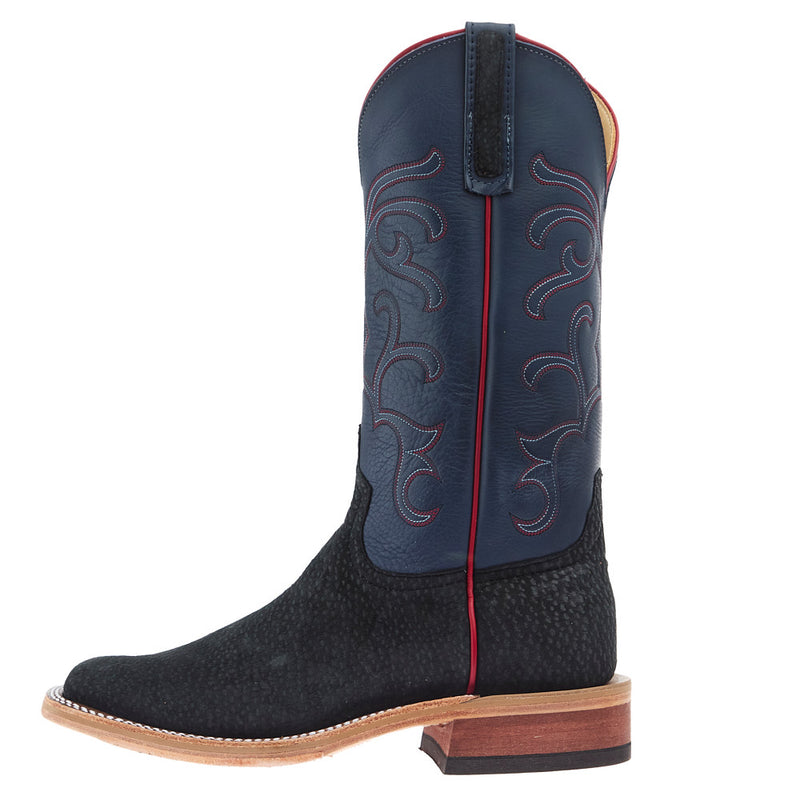 Anderson Bean Men`s Ride Ready Grey Carpincho Vamp 13in Navy Waxy Kansas Top Boot