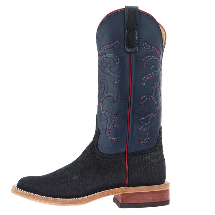 Anderson Bean Men`s Ride Ready Grey Carpincho Vamp 13in Navy Waxy Kansas Top Boot