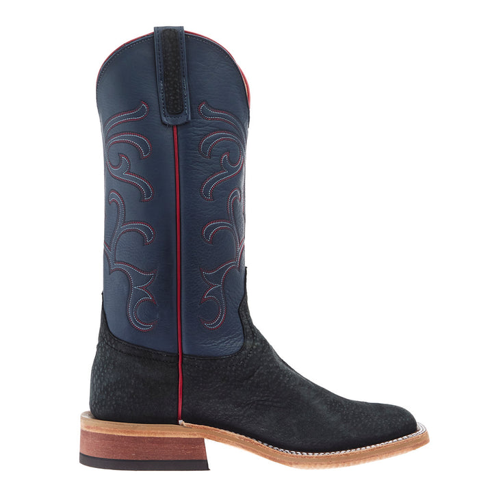 Anderson Bean Men`s Ride Ready Grey Carpincho Vamp 13in Navy Waxy Kansas Top Boot