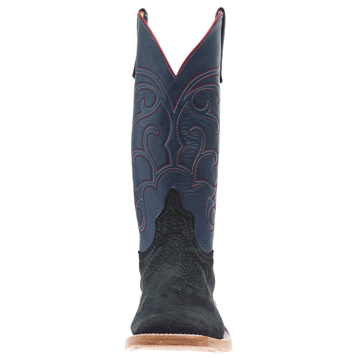 Anderson Bean Men`s Ride Ready Grey Carpincho Vamp 13in Navy Waxy Kansas Top Boot