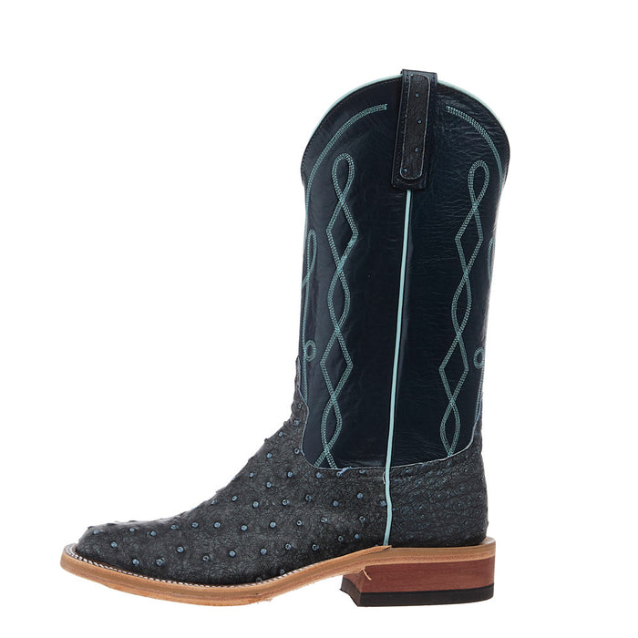 Anderson Bean Men's Ride Ready Denim Full Quill Ostrich Vamp 13in Regal Blue Kidskin Top