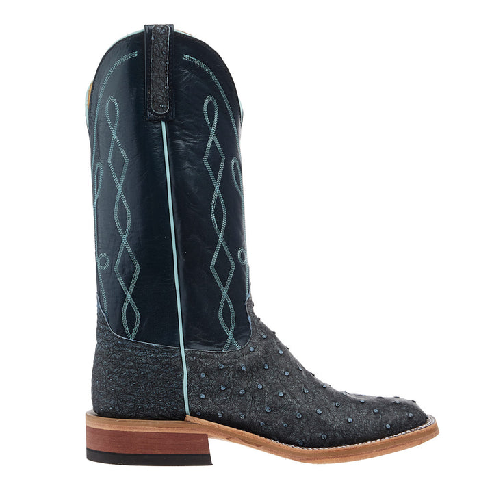 Anderson Bean Men's Ride Ready Denim Full Quill Ostrich Vamp 13in Regal Blue Kidskin Top