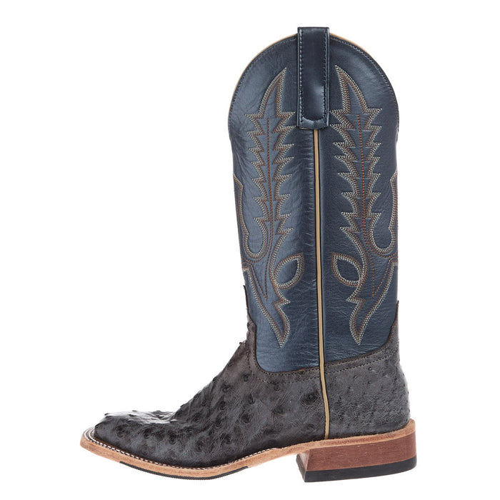 Anderson Bean Men's Nicotine Full Quill Ostrich Vamp 13in Blue Top Boot