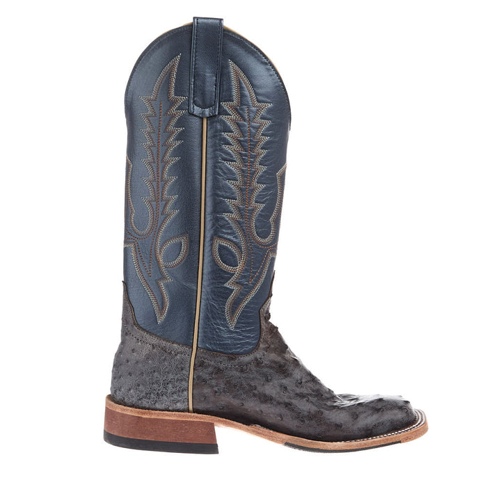 Anderson Bean Men's Nicotine Full Quill Ostrich Vamp 13in Blue Top Boot
