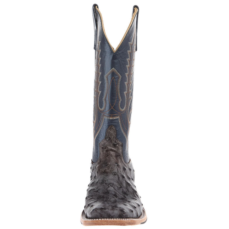 Anderson Bean Men's Nicotine Full Quill Ostrich Vamp 13in Blue Top Boot
