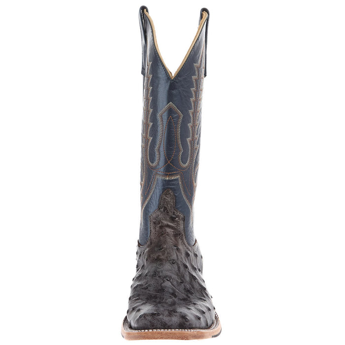 Anderson Bean Men's Nicotine Full Quill Ostrich Vamp 13in Blue Top Boot