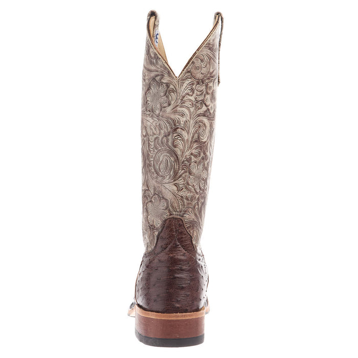 Anderson Bean Women's Kango Tobacco Full Quill Ostrich Vamp 13In Tio Toolio Tooled Top Boot