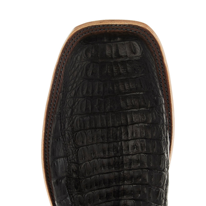 Anderson Bean Men`s Black Hornback Caiman Vamp 13In Gunmetal Kidskin Top Boot
