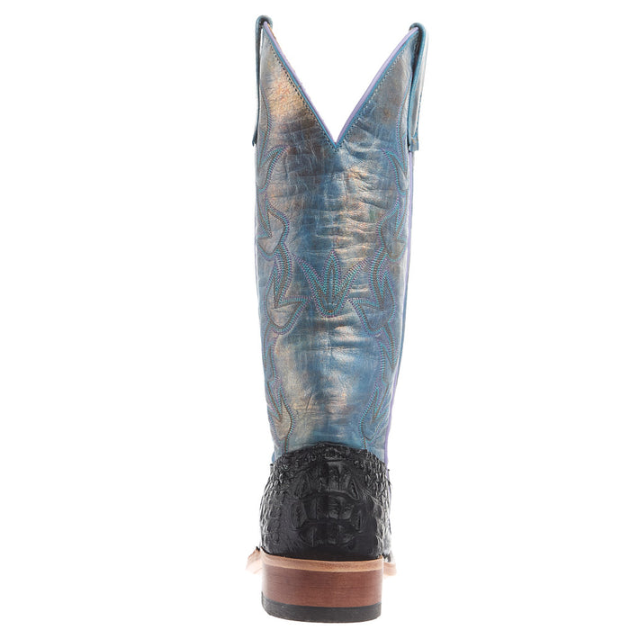 Anderson Bean Women's Black Lux Hornback Caiman Vamp 13In Riviera Petrol Mad Dog Top
